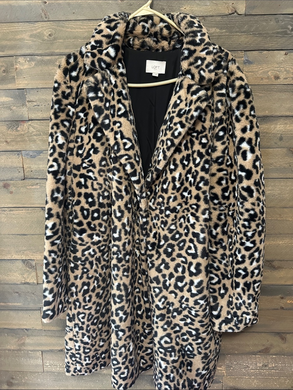 LOFT Leopard Print Teddy Coat in Tan and Black - Never Worn!